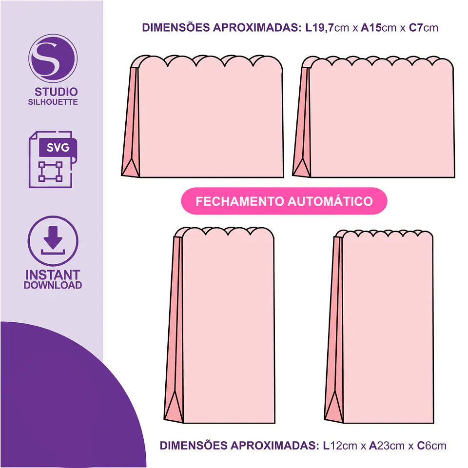 Sacolas Fechamento Automático - Arquivo de Corte  1
