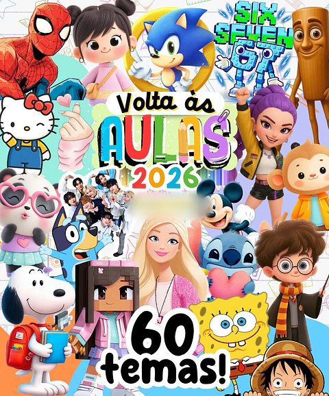 Combo Etiquetas Escolares (60 Temas) - Volta às Aulas