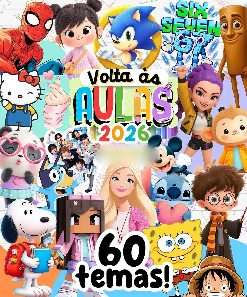 Combo Etiquetas Escolares (60 Temas) - Volta às Aulas 1