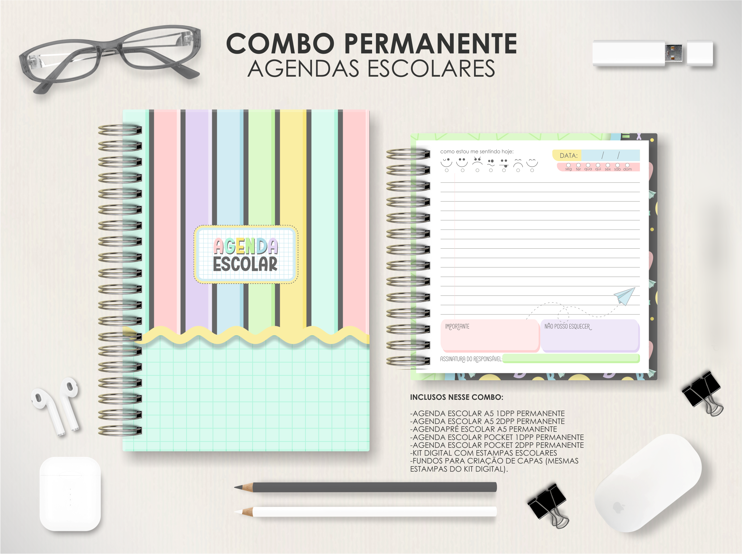 Combo Agendas Escolares - Permanentes 1