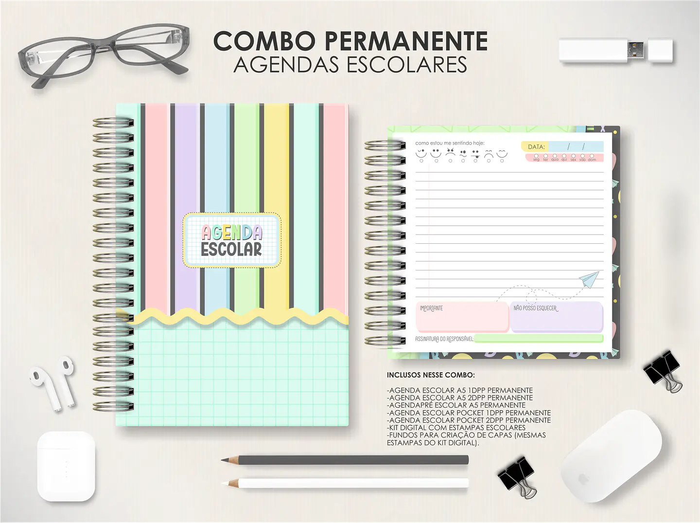 Combo Agendas Escolares - Permanentes 1