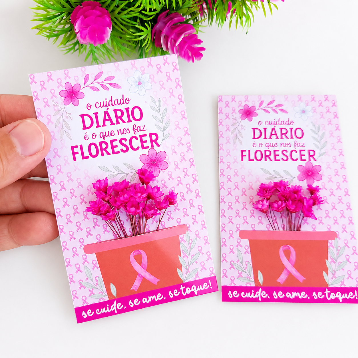 Card Mini Flores - Outubro Rosa 1