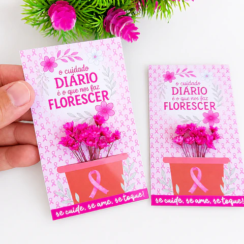 Card Mini Flores - Outubro Rosa