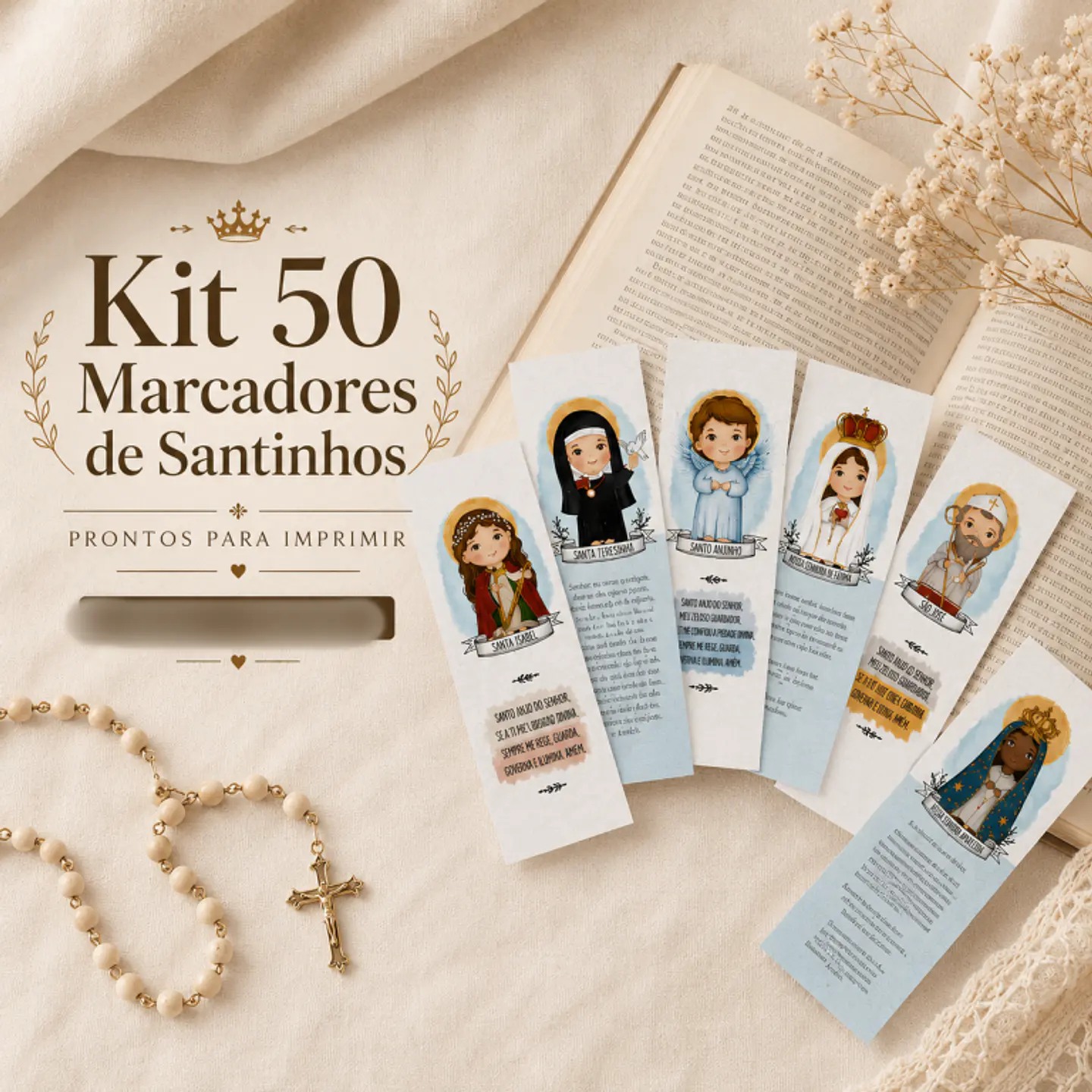 50 Marcadores de Páginas Santinhos 1