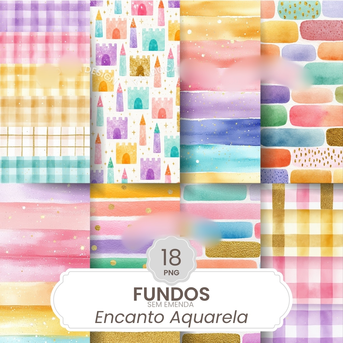 Fundos Aquarela Encanto - Kit Digital 1