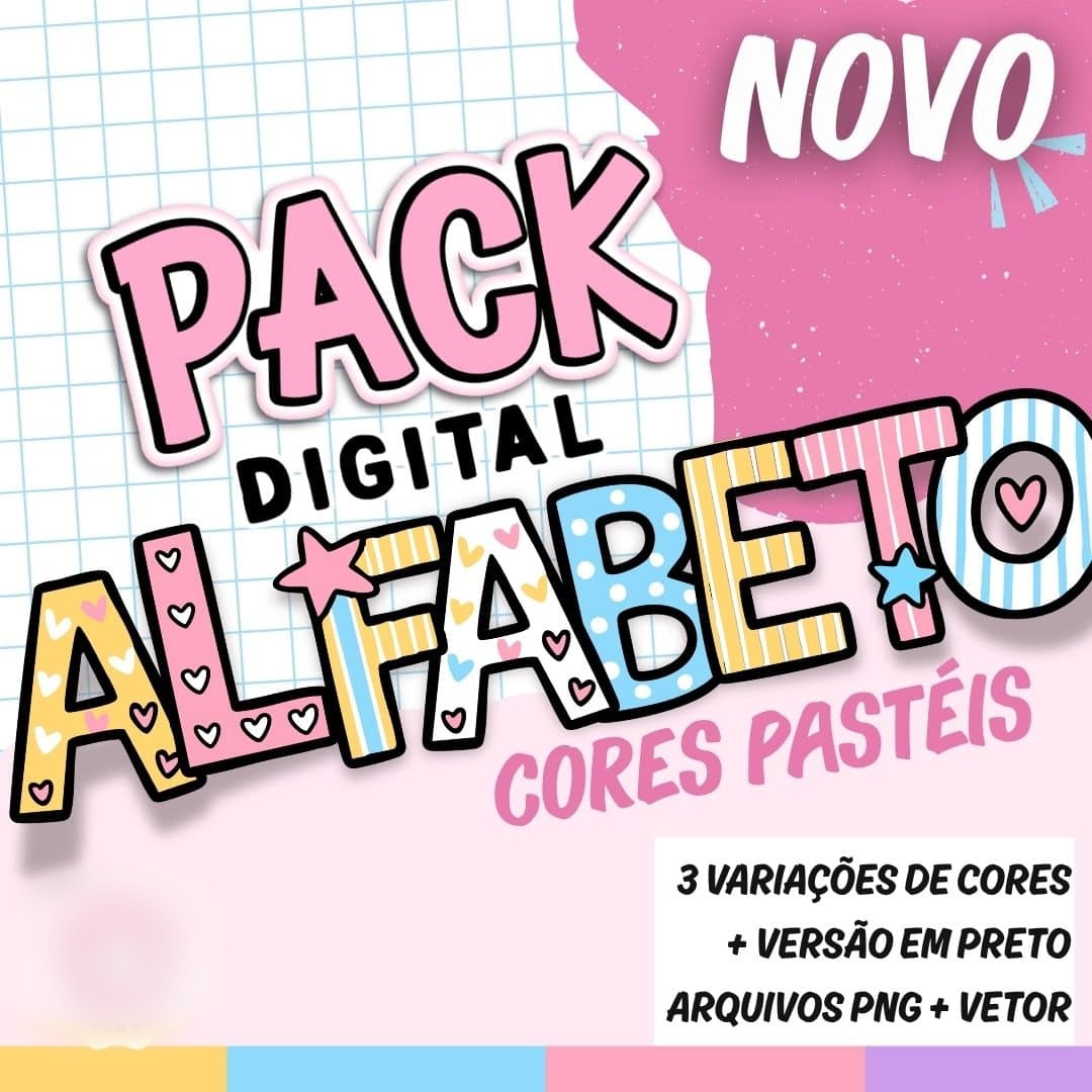 Alfabeto Cores Pastéis - Kit Digital 1