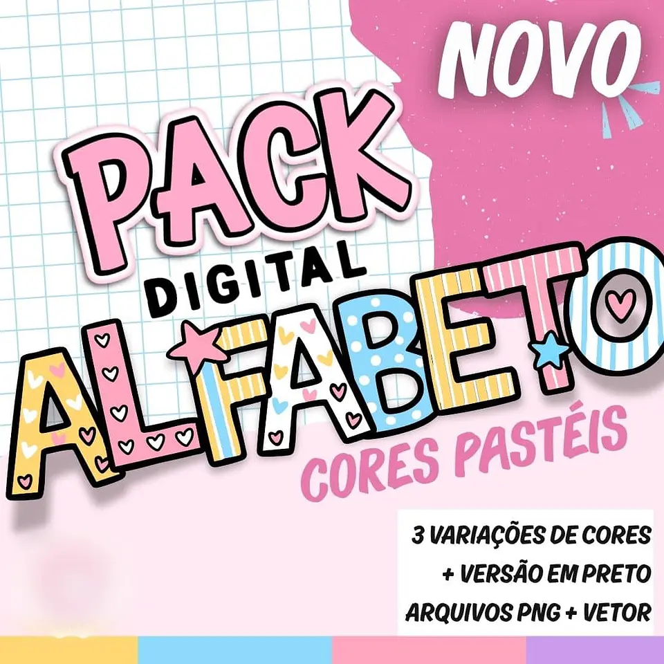 Alfabeto Cores Pastéis - Kit Digital 1