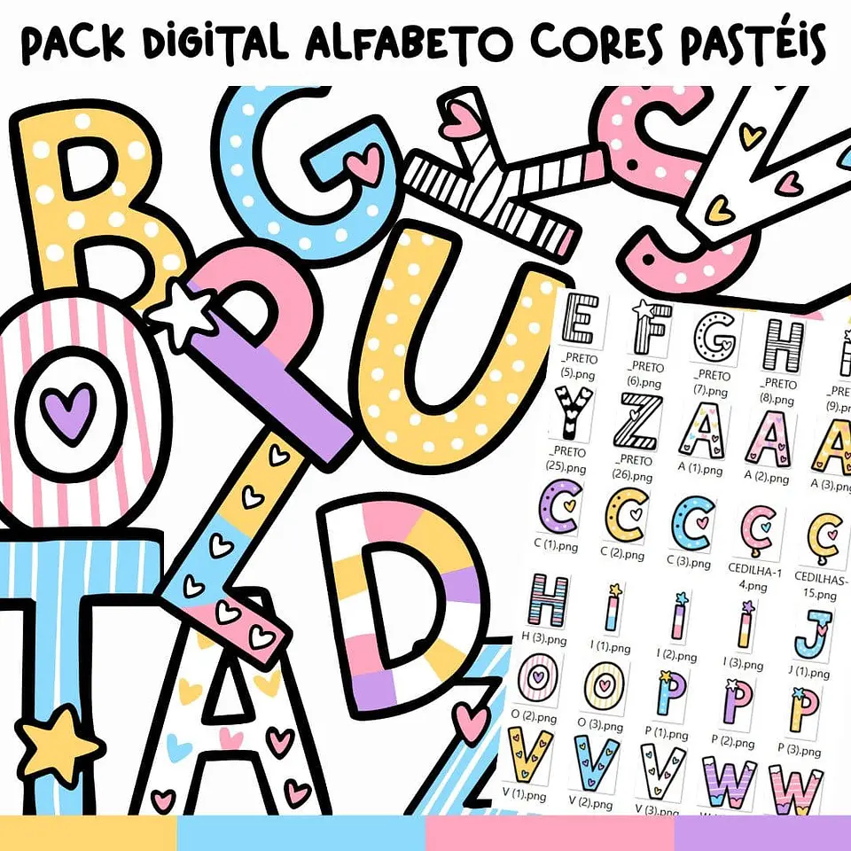 Alfabeto Cores Pastéis - Kit Digital 2