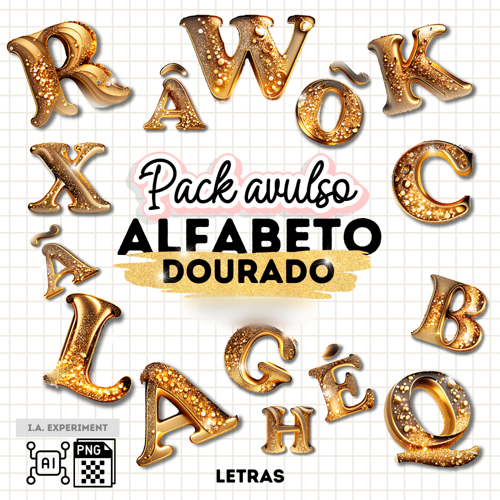 Alfabeto Dourado - Kit Digital 1