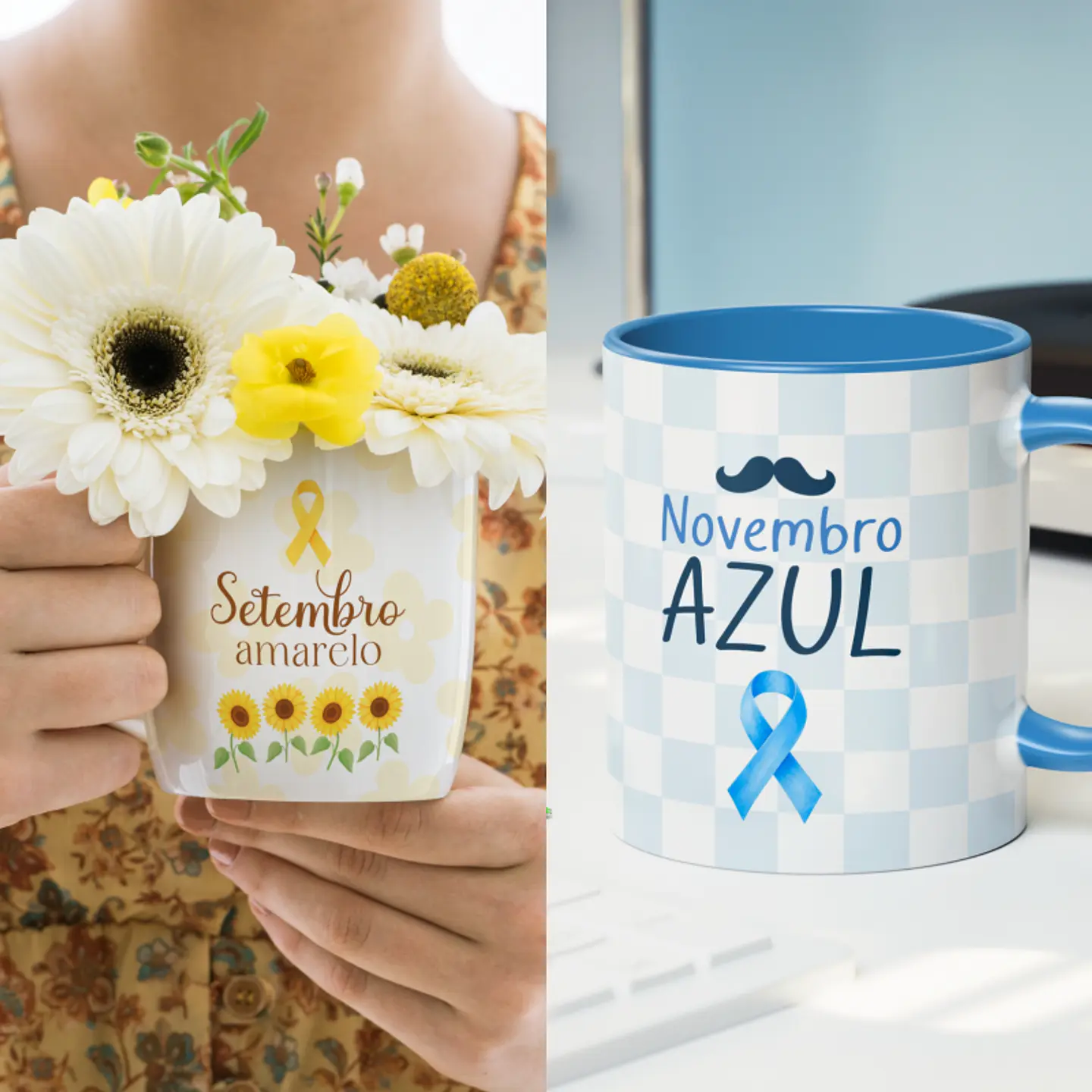 Kit Canecas Setembro Amarelo e Novembro Azul 1