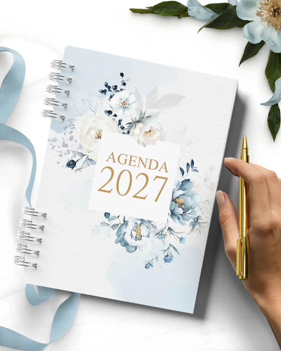 Combo 8 Agendas 2027 e Permanente - Floral Azul 3