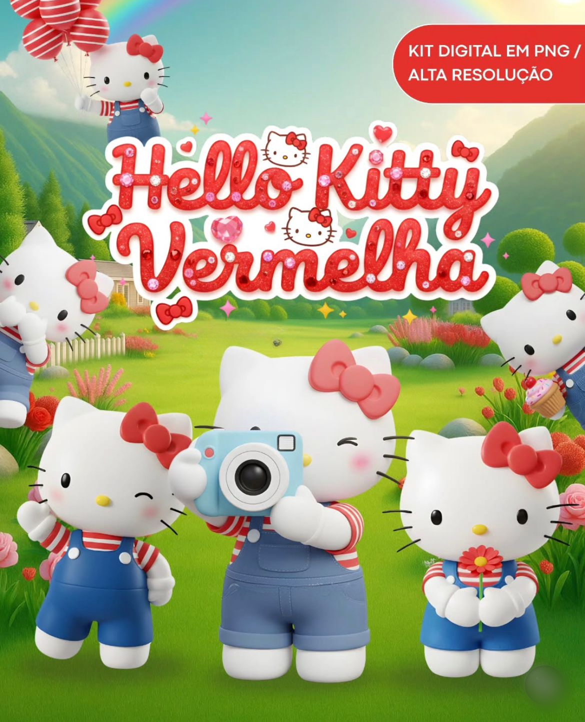 Hello Kitty Vermelha- Kit Digital    1