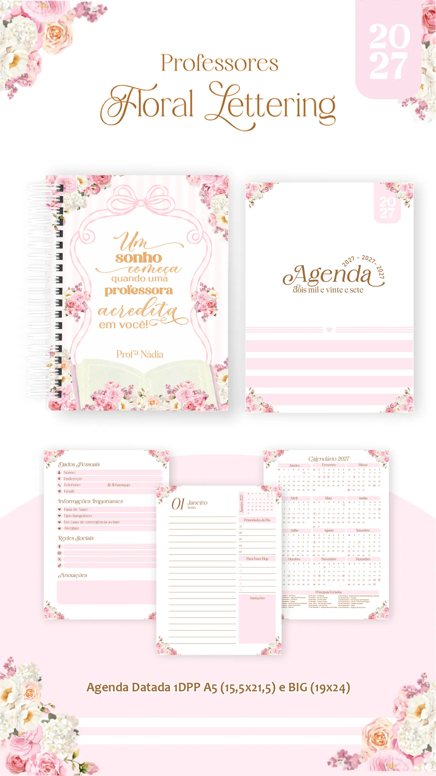 Combo Encadernação Floral Delicado - Dia dos Professores 6