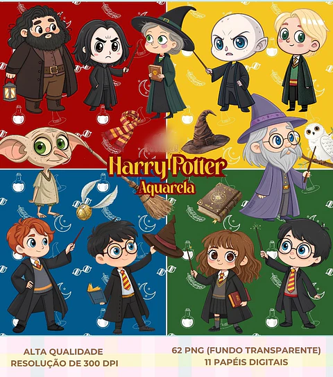 Harry Potter Aquarela - Kit Digital  