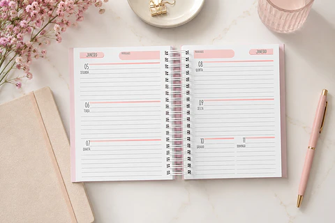 Agenda 2027 Visão Semanal (Miolo Rosa)