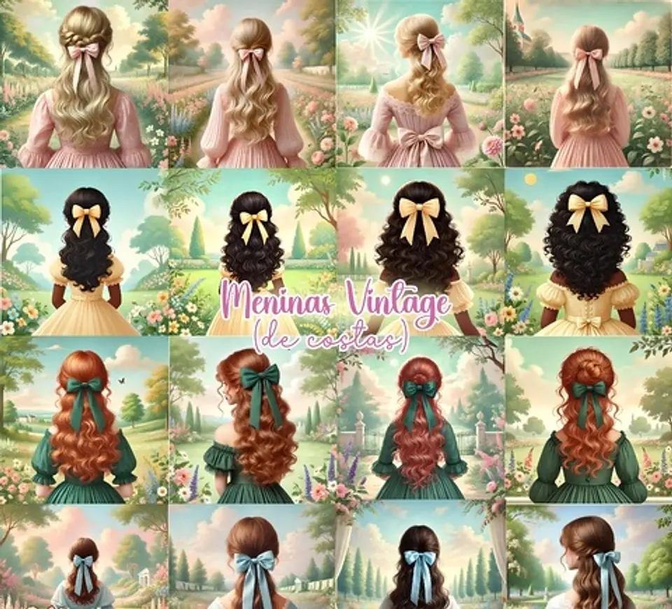 Meninas Vintage - De Costas- Kit Digital 1