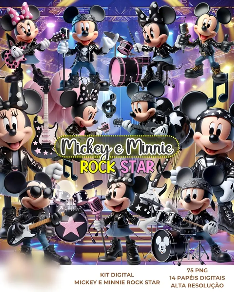 Mickey e Minnie Rock Star- Kit Digital 1
