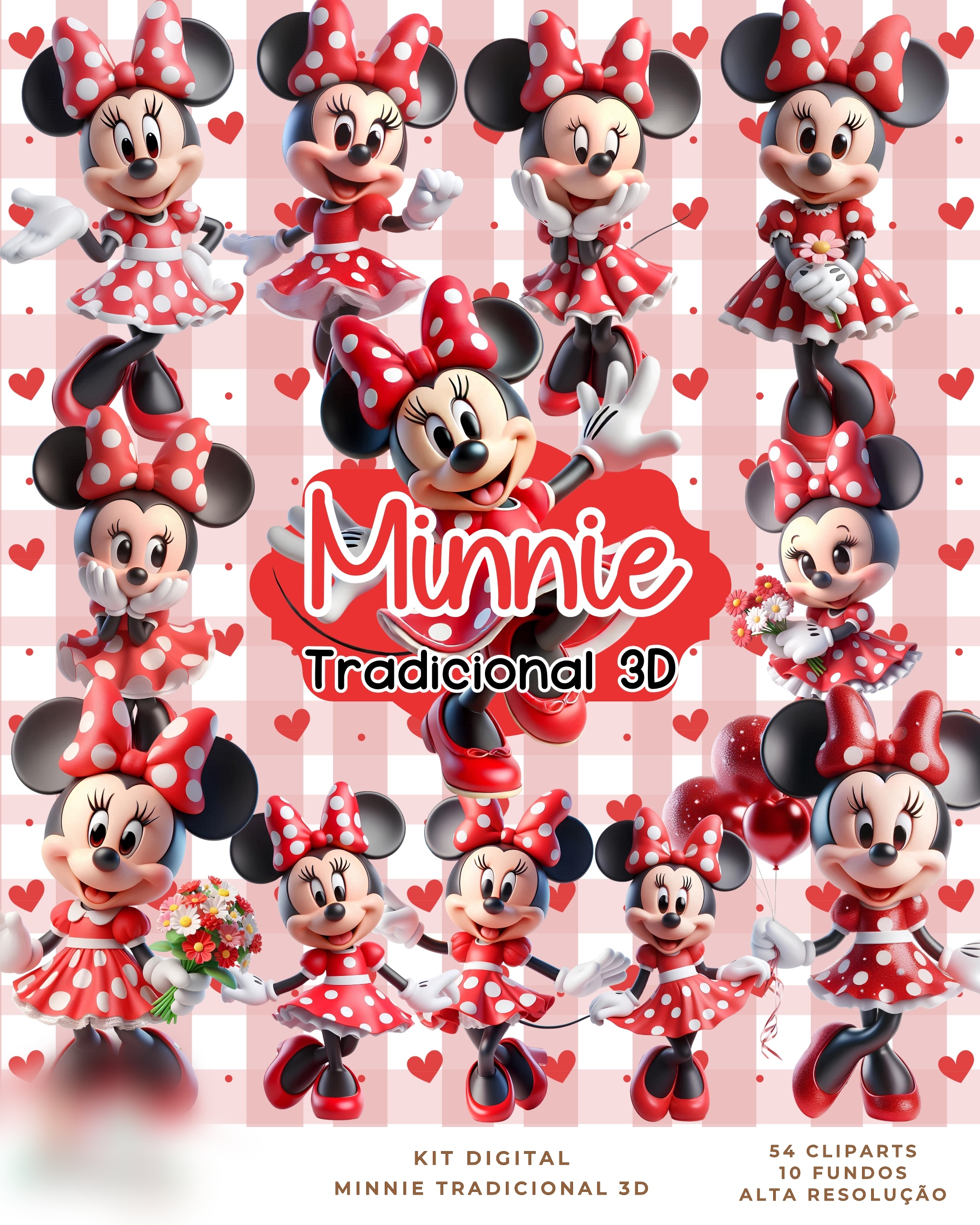 Minnie Tradicional 3D- Kit Digital  1