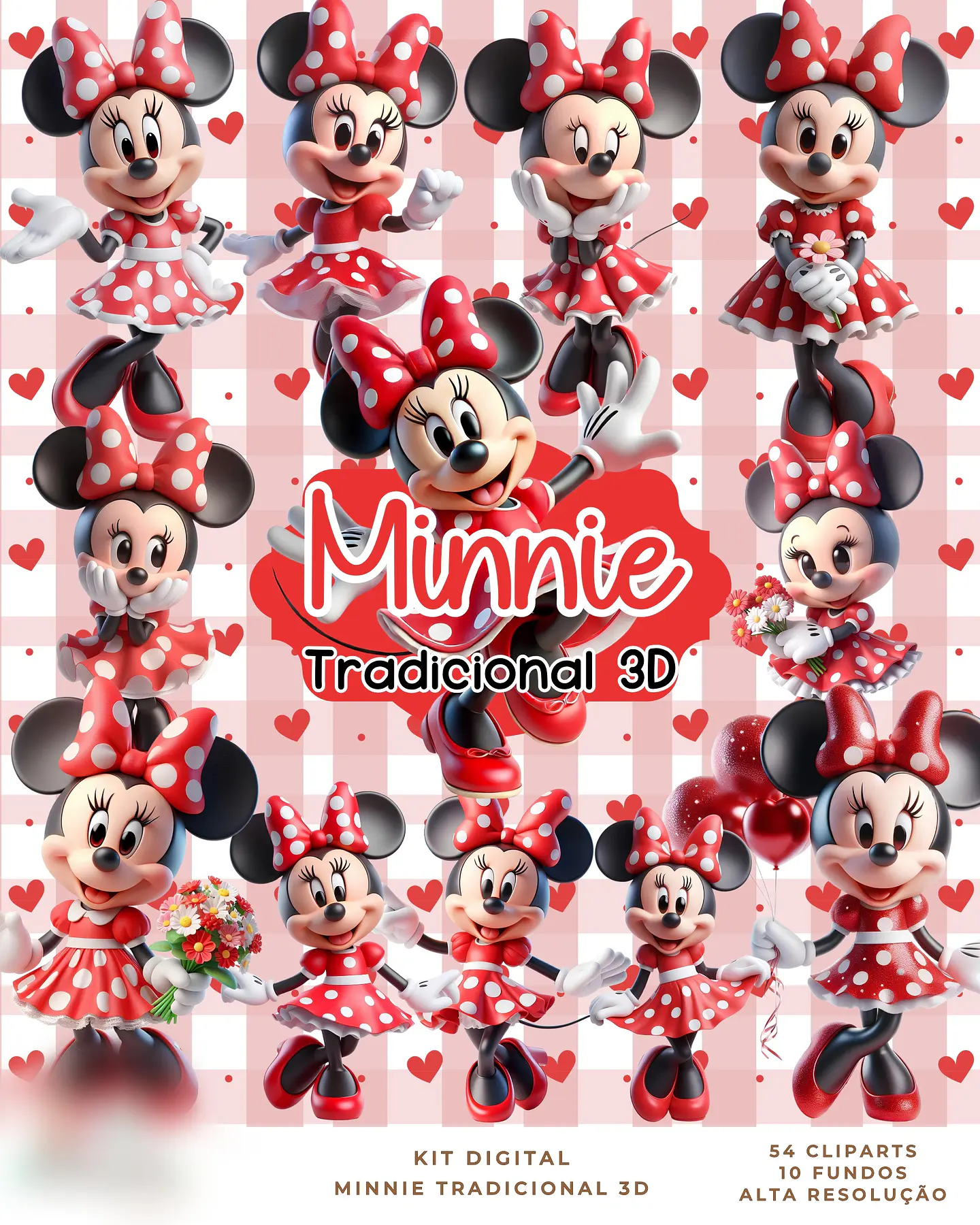 Minnie Tradicional 3D- Kit Digital  1