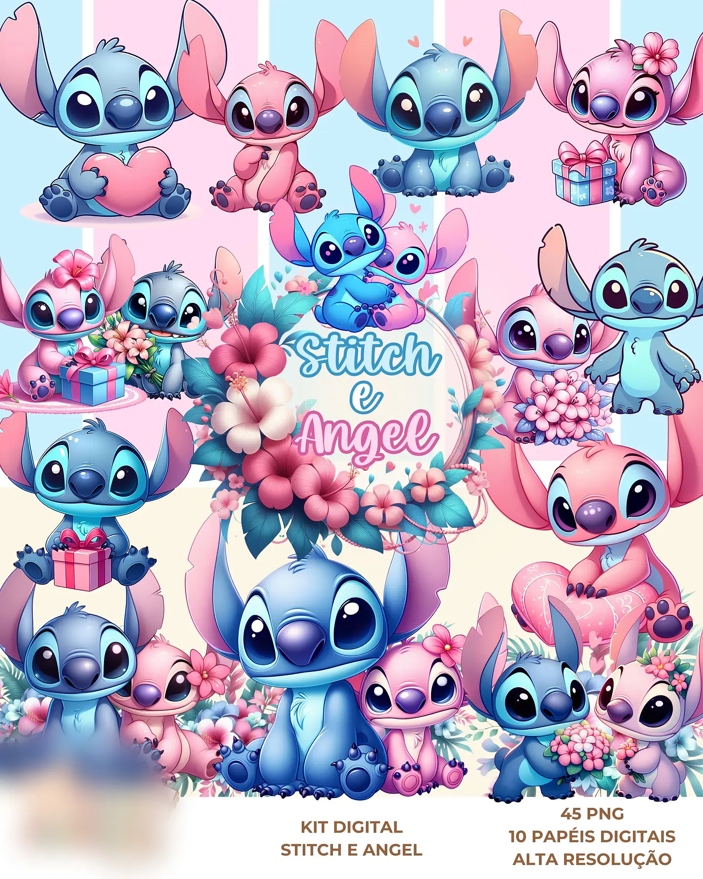 Stitch e Angel- Kit Digital   1