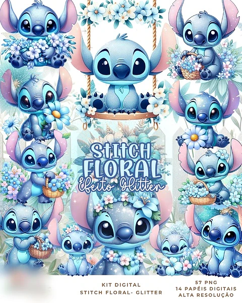 Stitch Floral- Kit Digital 
