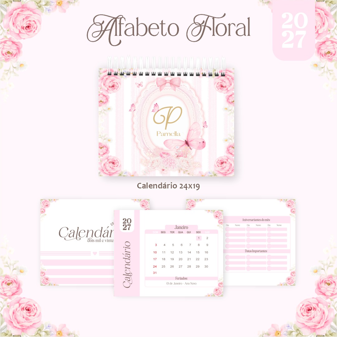 Calendário 2027 - Alfabeto Floral 1