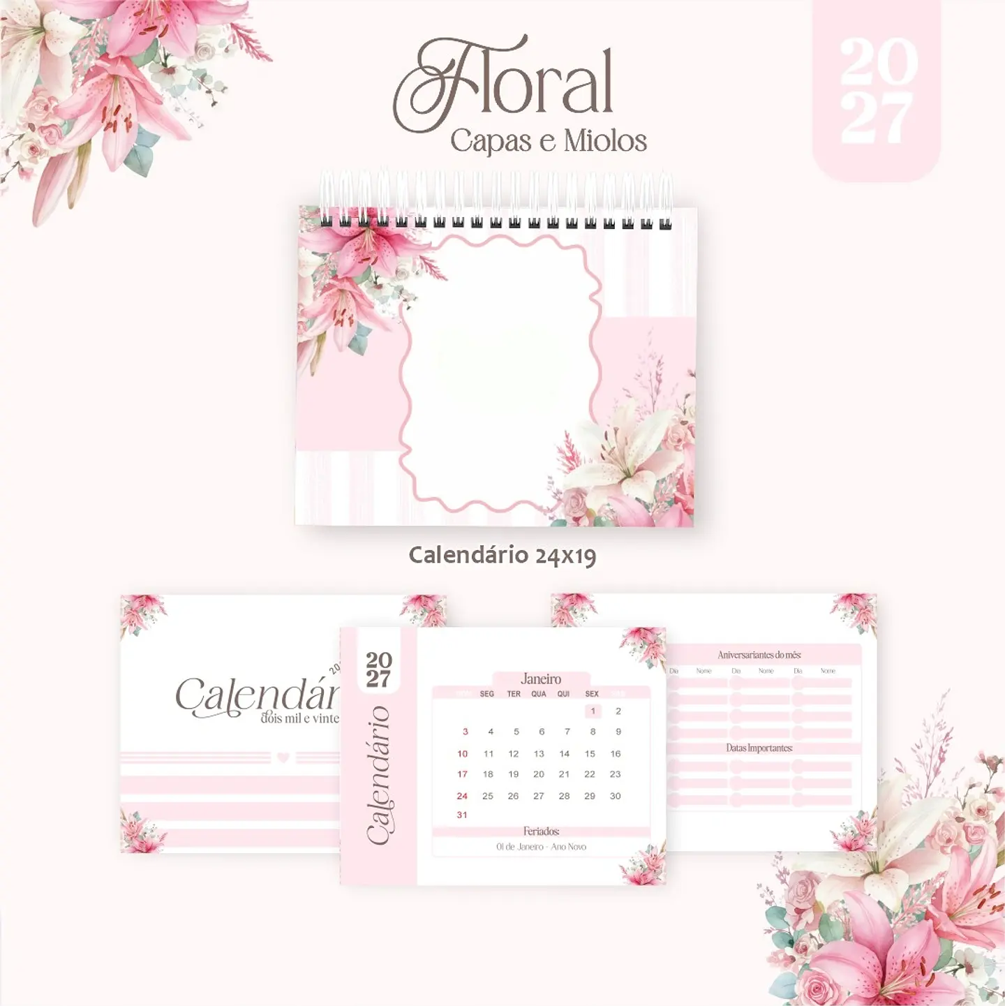 Calendário 2027 - Floral 1