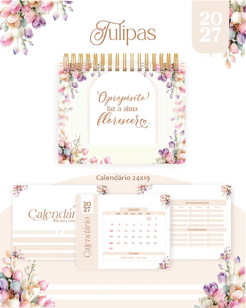 Calendário 2027 - Tulipas