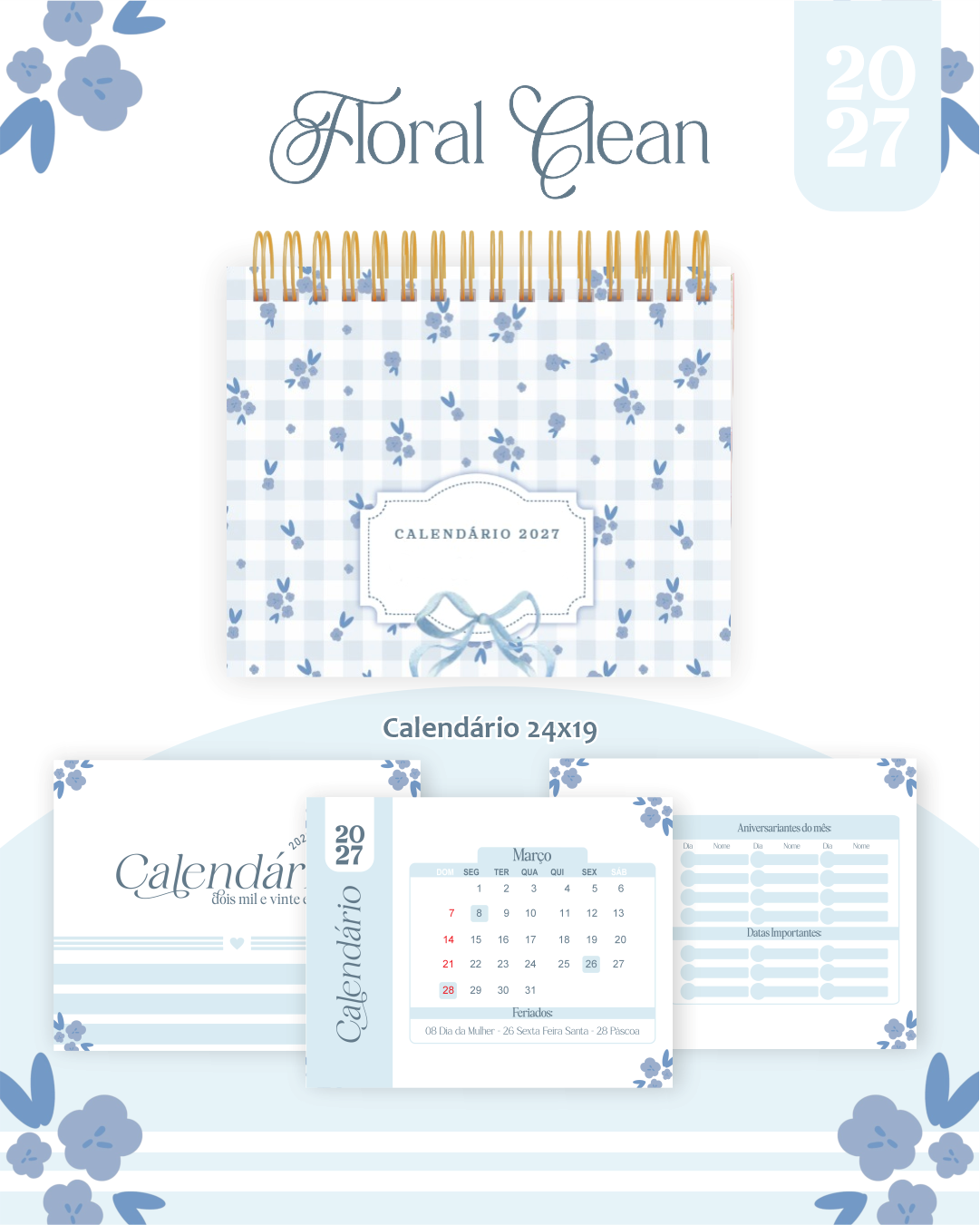 Calendário 2027 - Floral Clean 1