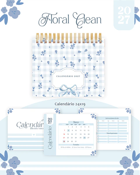 Calendário 2027 - Floral Clean