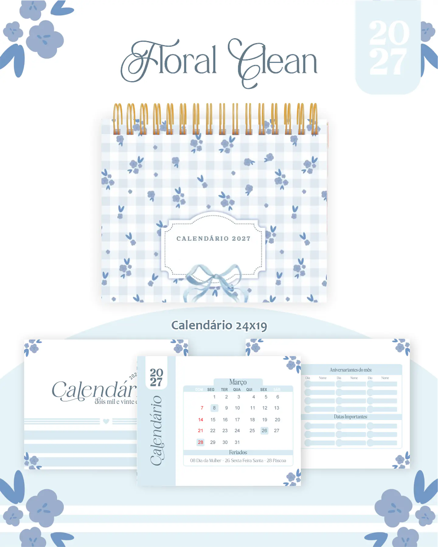 Calendário 2027 - Floral Clean 1