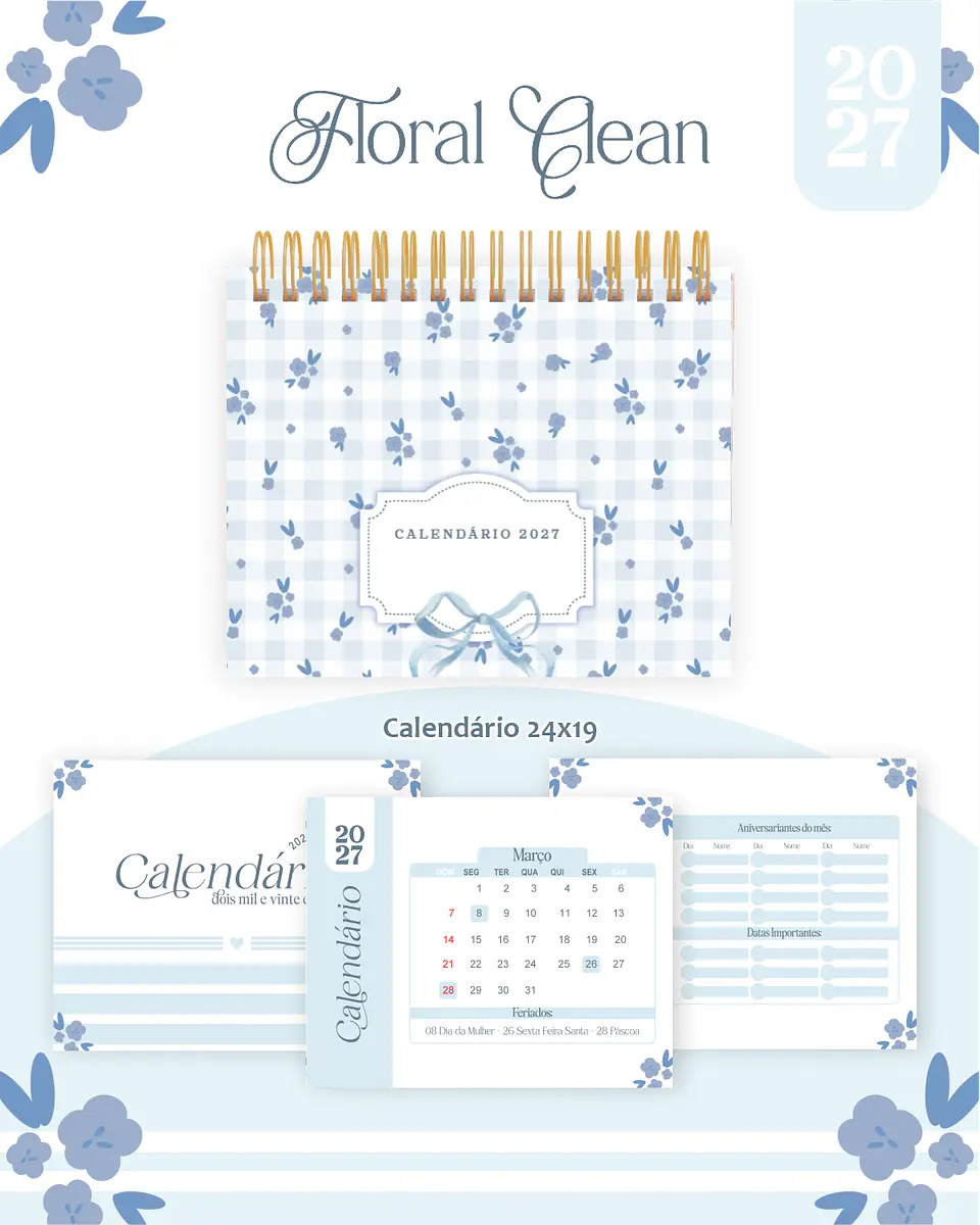 Calendário 2027 - Floral Clean 1