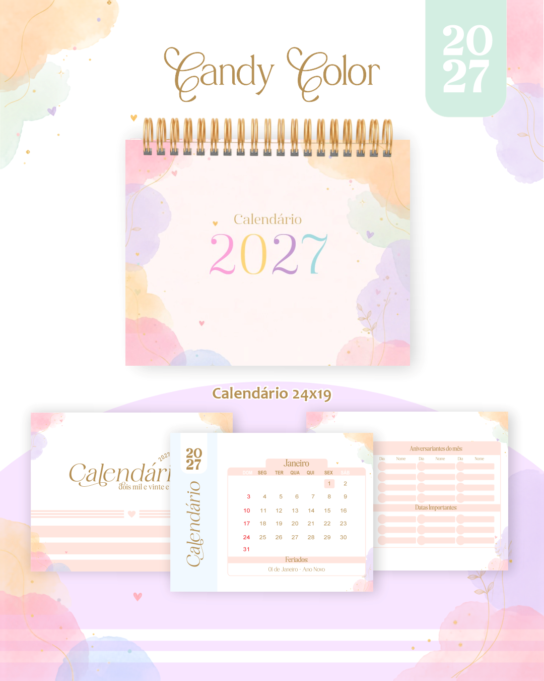 Calendário 2027 - Candy Color 1