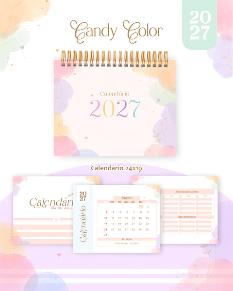 Calendário 2027 - Candy Color