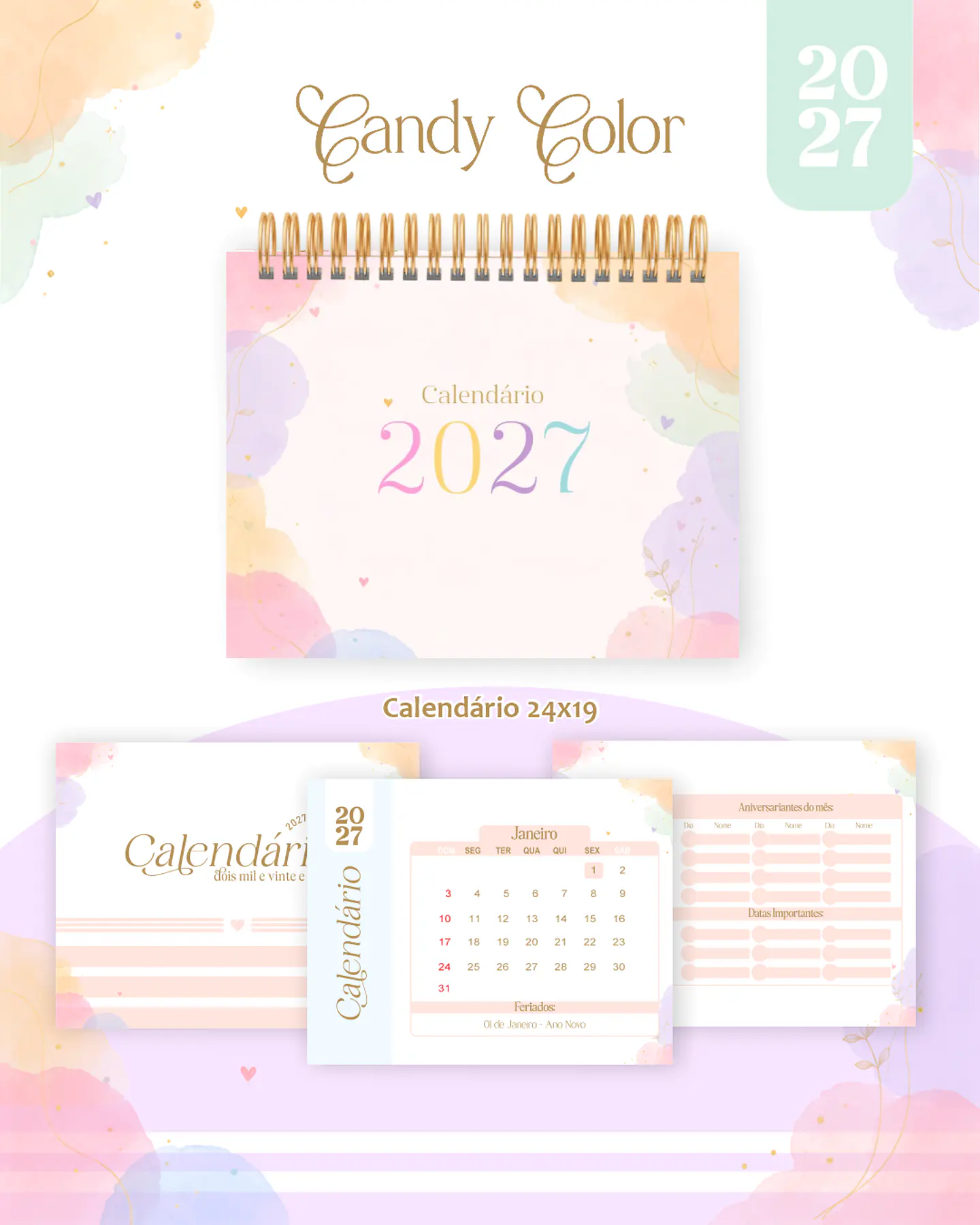 Calendário 2027 - Candy Color 1