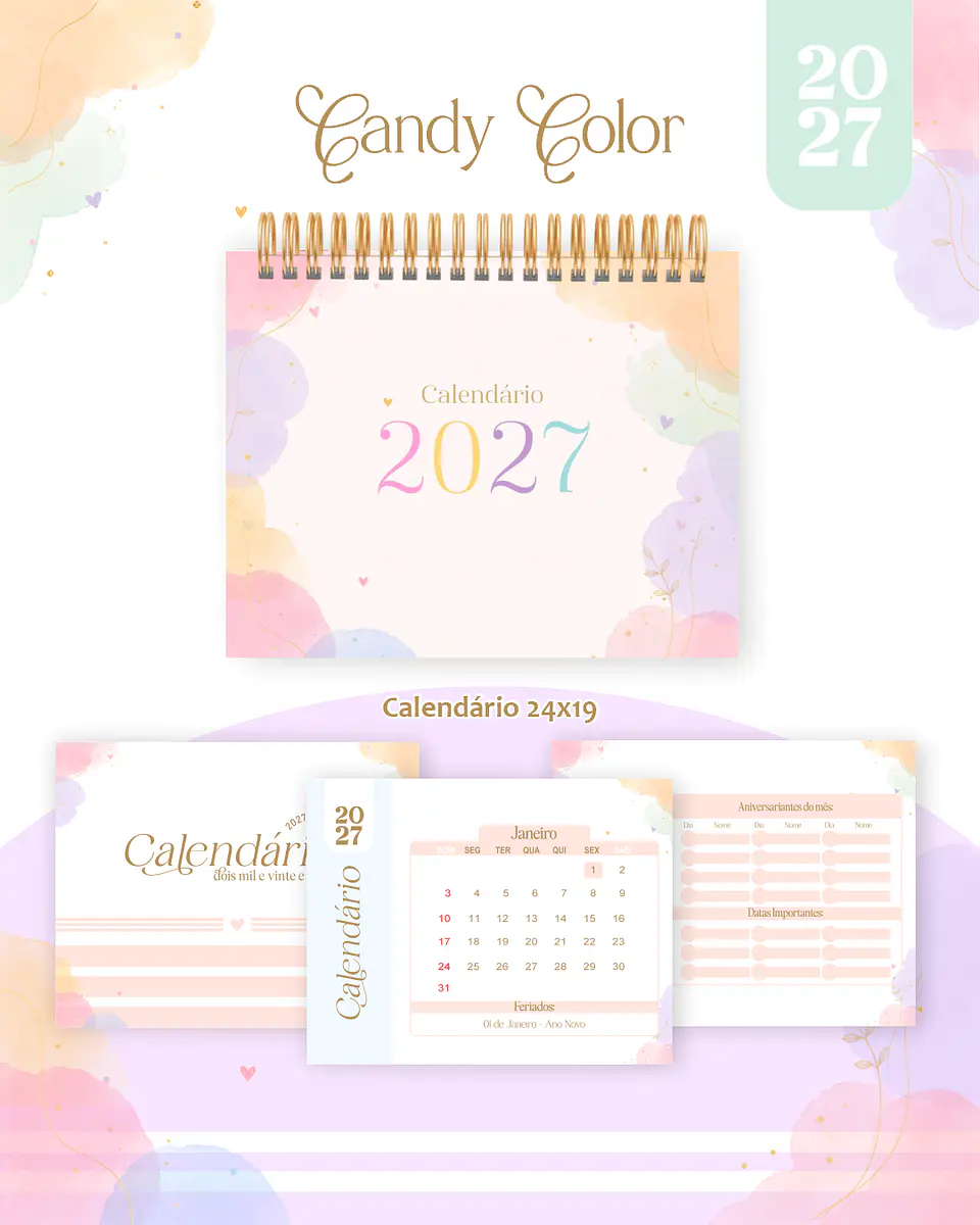 Calendário 2027 - Candy Color 1