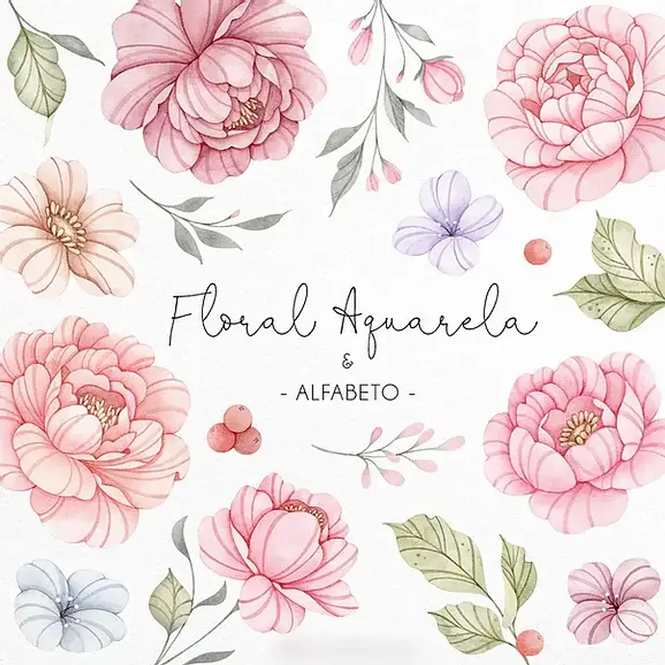 Floral Aquarela - Kit Digital 1