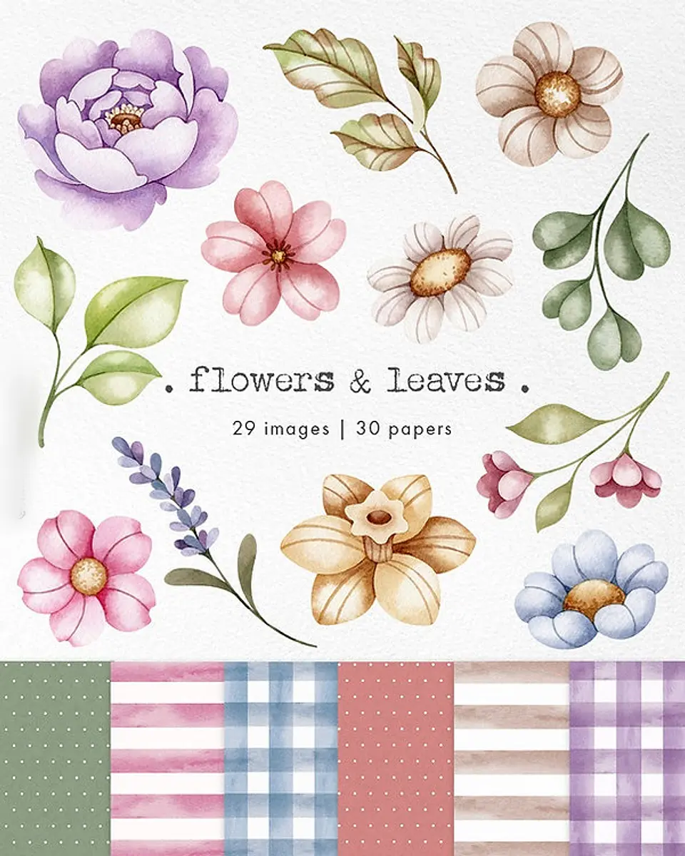 Flores e Folhas - Kit Digital 1