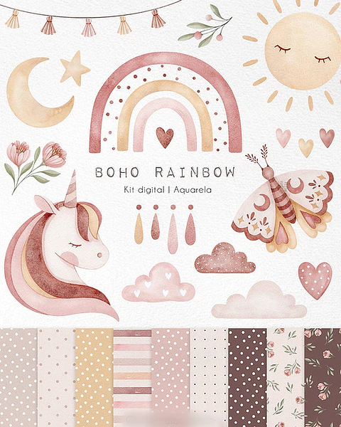 Arco Íris Boho - Kit Digital
