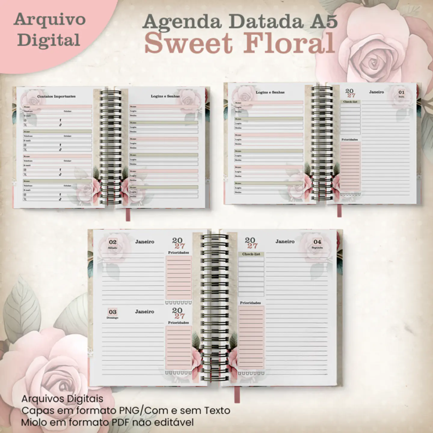 Agenda Datada A5 2027 - Encadernação 2