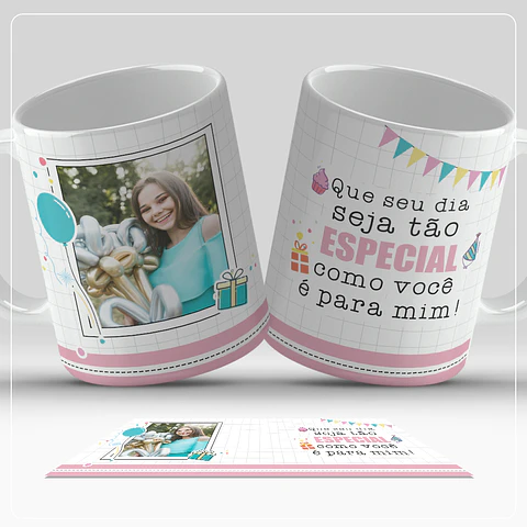 Canecas Aniversário com Foto - Sublimação