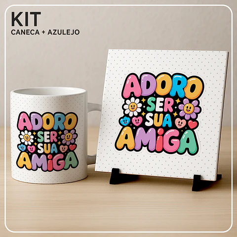 Amiga de Verdade (Caneca e Azulejo) - Sublimação