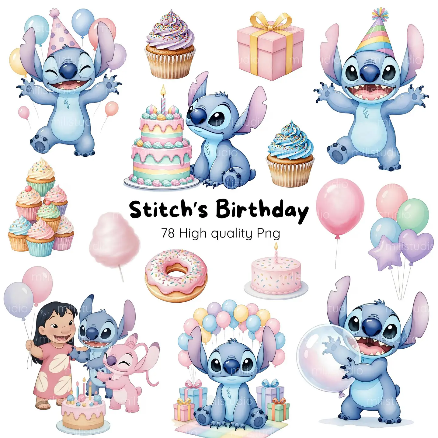 Stitch Aniversário - Kit Digital 1