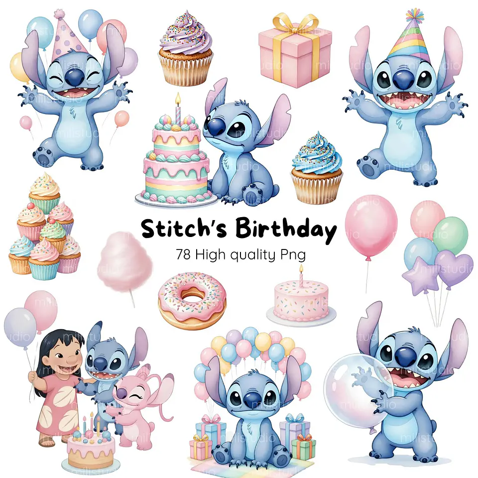 Stitch Aniversário - Kit Digital 1