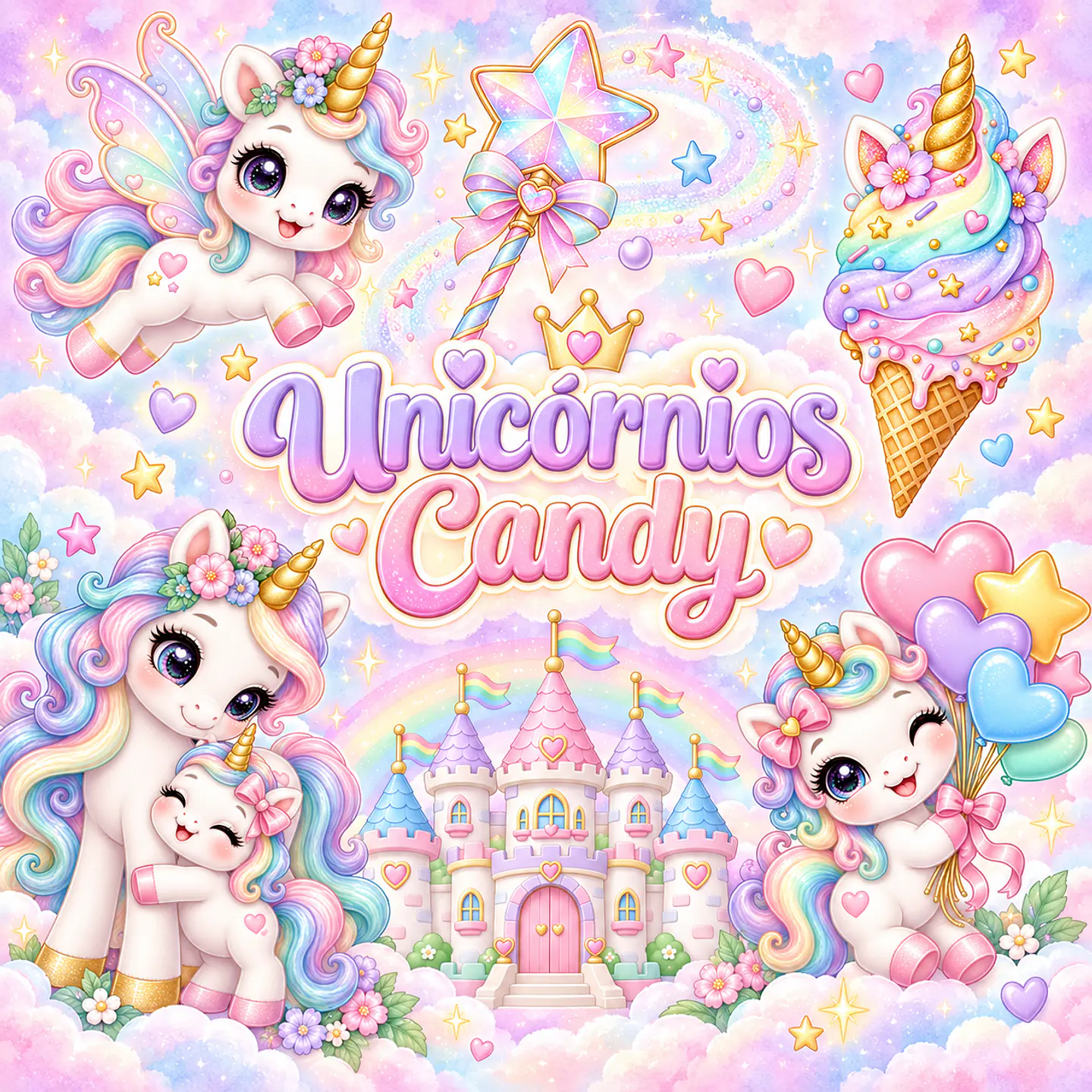 Unicórnios Candy - Kit Digital 1