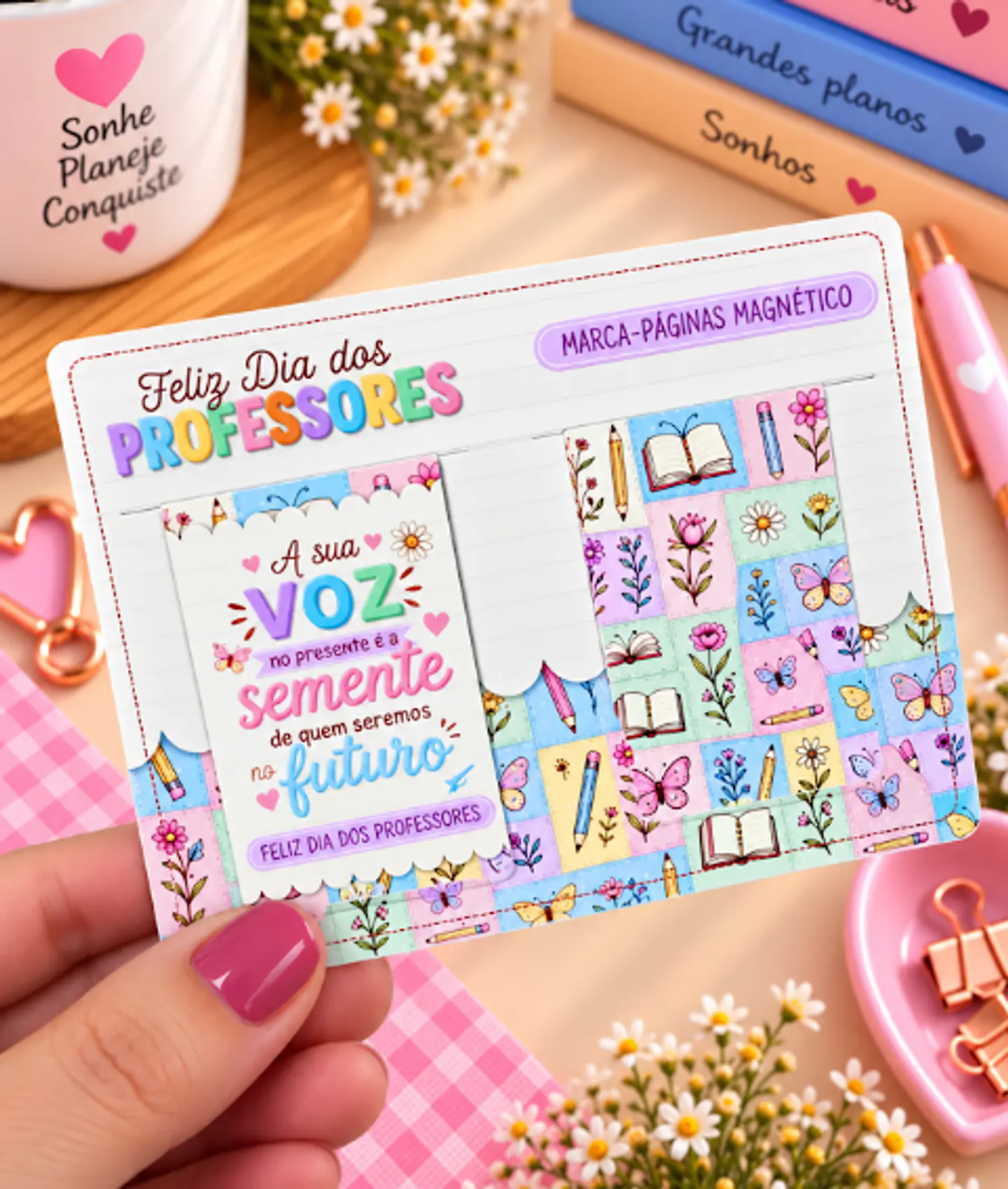 Marca Páginas Magnético e Cards - Dia dos Professores 2