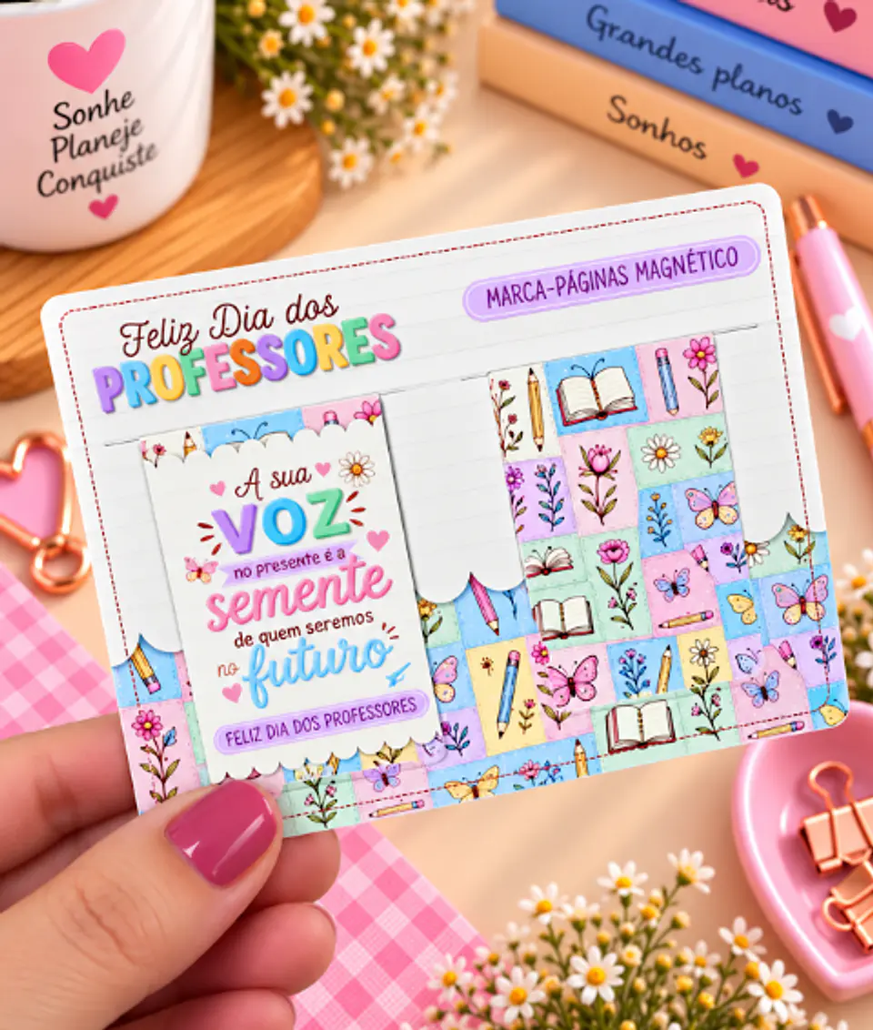Marca Páginas Magnético e Cards - Dia dos Professores 2