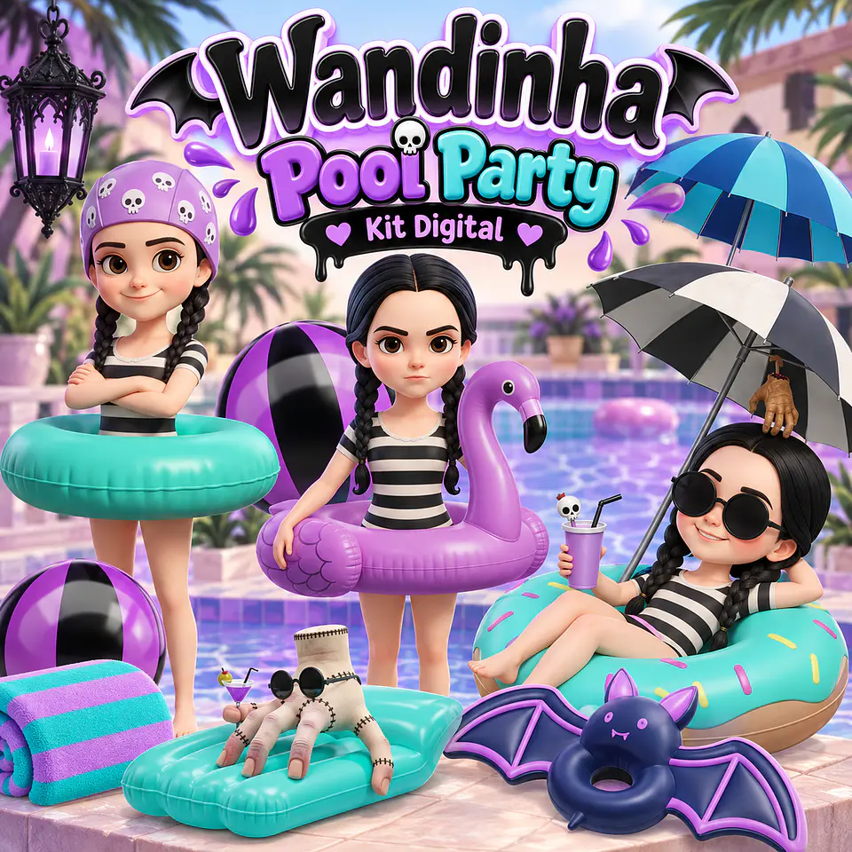 Wandinha Pool Party - Kit Digital 1