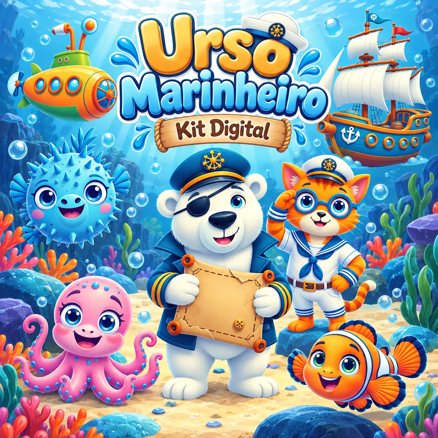 Urso Marinheiro - Kit Digital 1