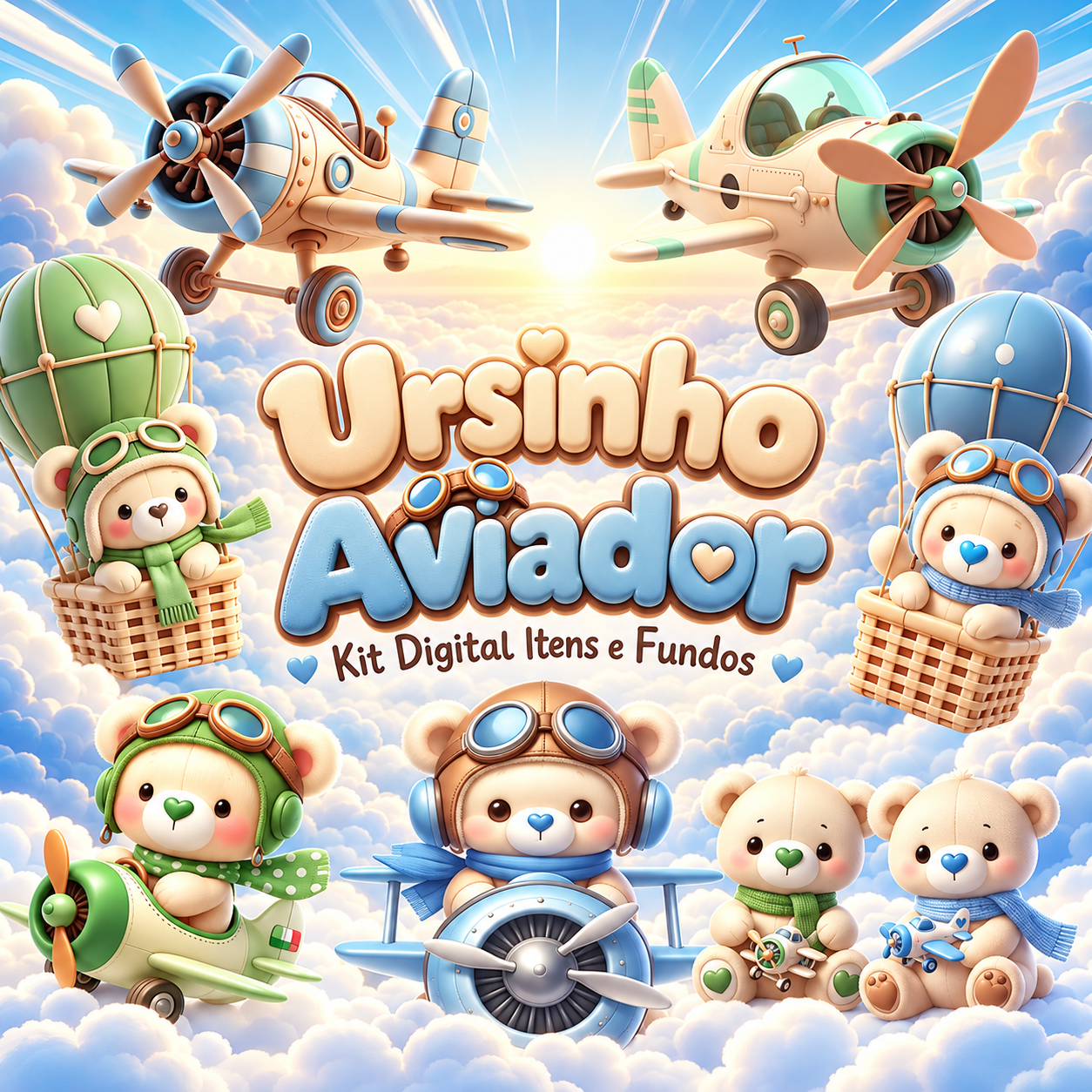Ursinho Aviador - Kit Digital 1